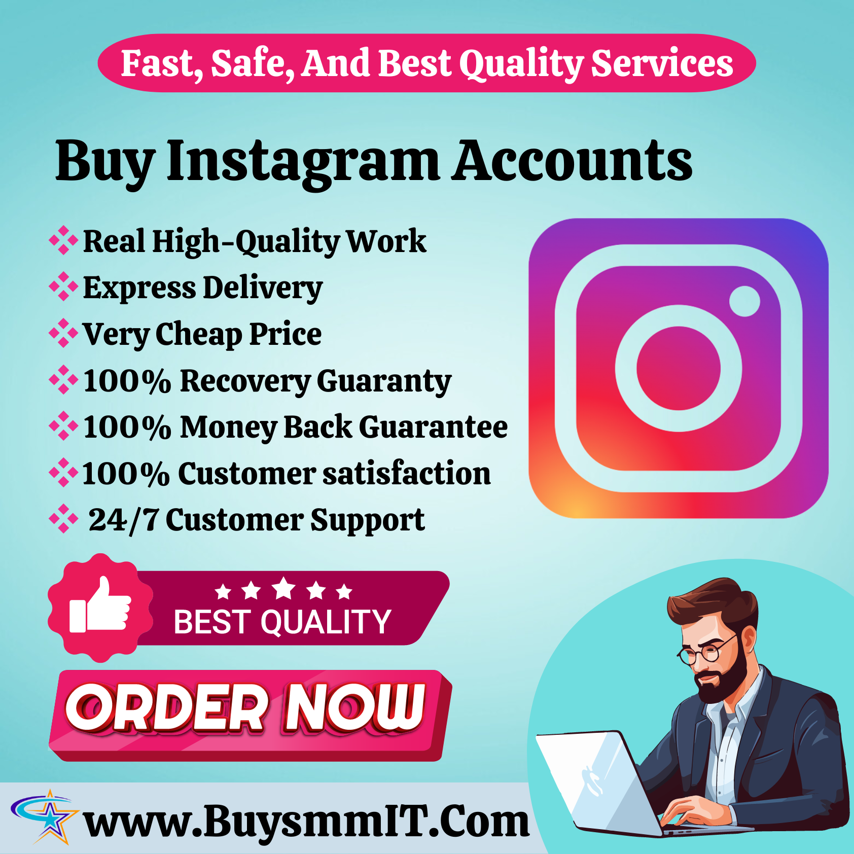 Buy Instagram Accounts - 100% Real, cheaper price, Instant