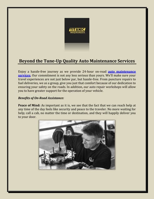 Beyond the Tune-Up Quality Auto Maintenance Services | PDF